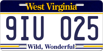 WV license plate 9IU025