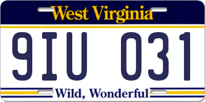 WV license plate 9IU031