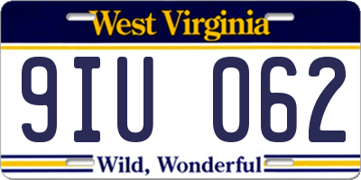 WV license plate 9IU062