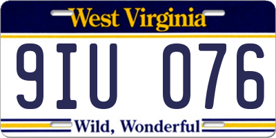 WV license plate 9IU076