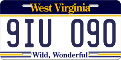 WV license plate 9IU090