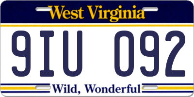 WV license plate 9IU092
