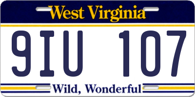 WV license plate 9IU107