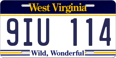 WV license plate 9IU114
