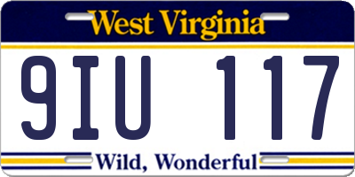 WV license plate 9IU117