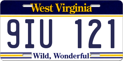 WV license plate 9IU121