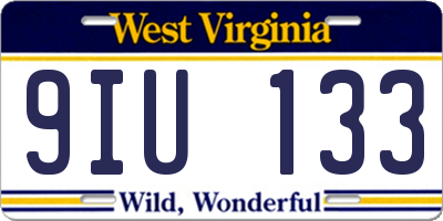 WV license plate 9IU133