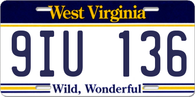 WV license plate 9IU136