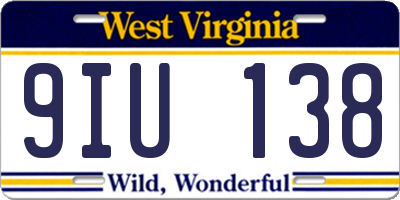 WV license plate 9IU138