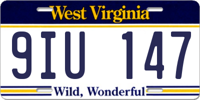 WV license plate 9IU147