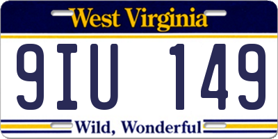 WV license plate 9IU149