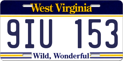 WV license plate 9IU153