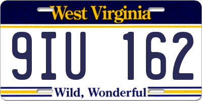 WV license plate 9IU162