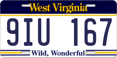 WV license plate 9IU167