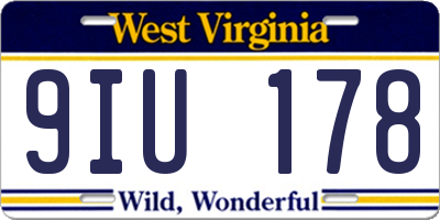 WV license plate 9IU178