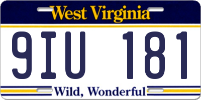 WV license plate 9IU181