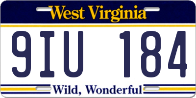 WV license plate 9IU184