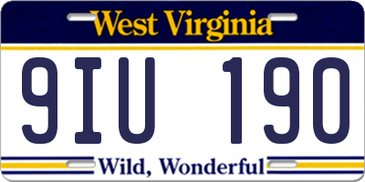 WV license plate 9IU190