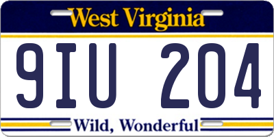 WV license plate 9IU204
