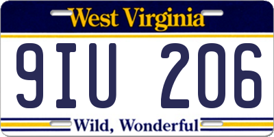WV license plate 9IU206