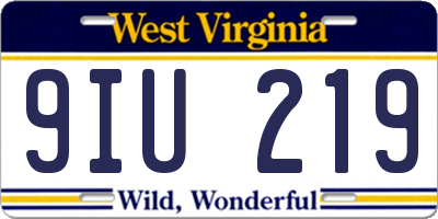 WV license plate 9IU219