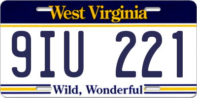 WV license plate 9IU221