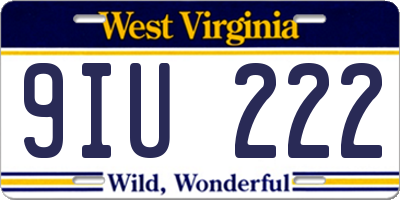 WV license plate 9IU222