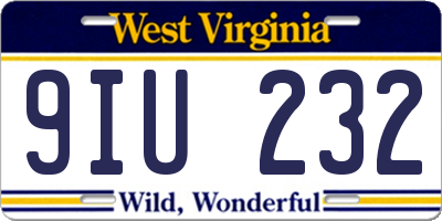 WV license plate 9IU232