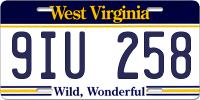 WV license plate 9IU258