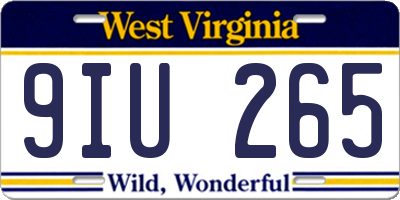 WV license plate 9IU265