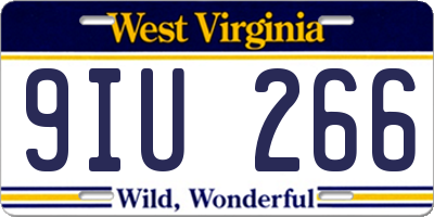 WV license plate 9IU266
