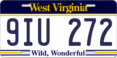WV license plate 9IU272