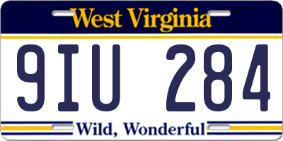 WV license plate 9IU284