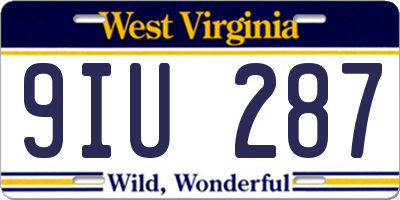 WV license plate 9IU287