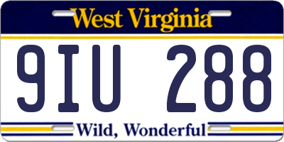 WV license plate 9IU288