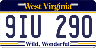 WV license plate 9IU290