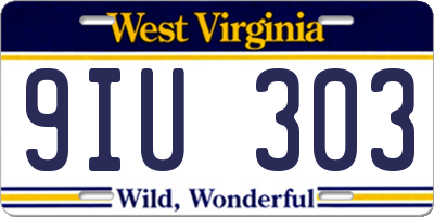 WV license plate 9IU303