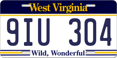 WV license plate 9IU304