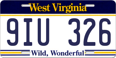 WV license plate 9IU326