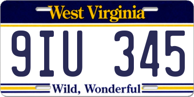 WV license plate 9IU345