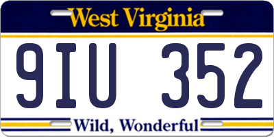 WV license plate 9IU352