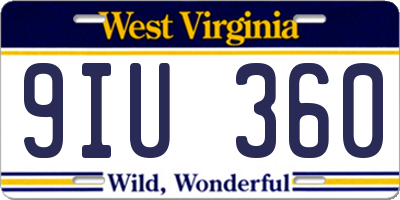WV license plate 9IU360