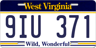 WV license plate 9IU371