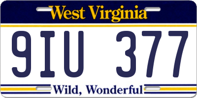 WV license plate 9IU377