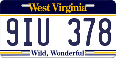 WV license plate 9IU378