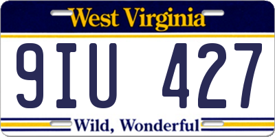 WV license plate 9IU427