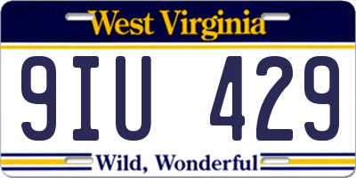 WV license plate 9IU429