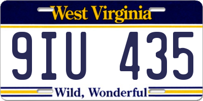 WV license plate 9IU435