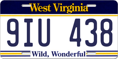 WV license plate 9IU438