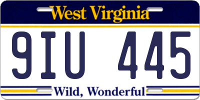 WV license plate 9IU445